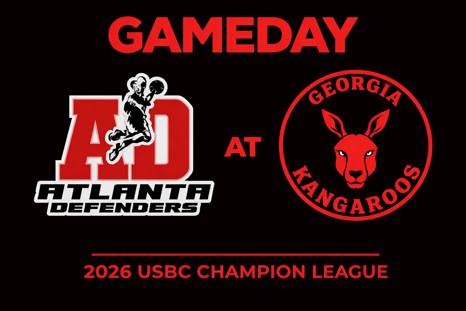 Atlanta Defenders vs Georgia Kangaroos 3:00pm August 23, 2026