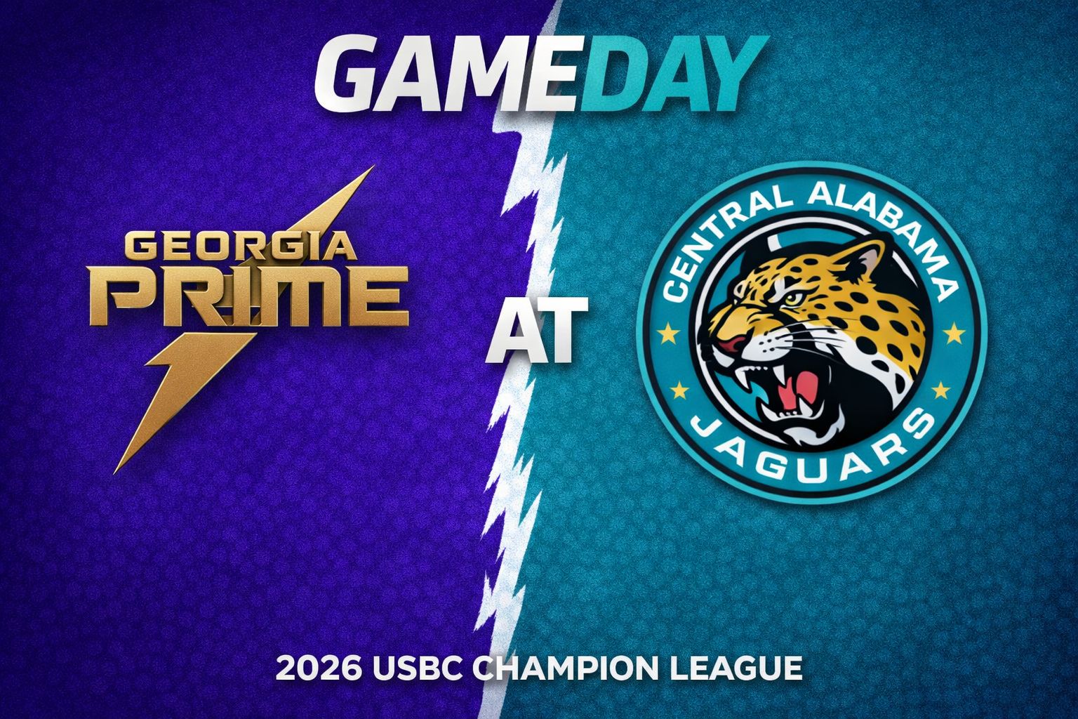 Georgia Prime vs Central Alabama Jaguars 3:00pm August 9, 2026