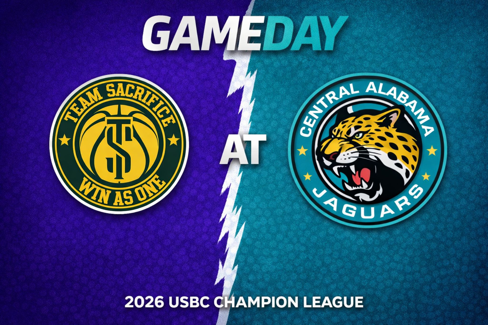 Team Sacrifice vs Central Alabama Jaguars 3:00pm August 2, 2026