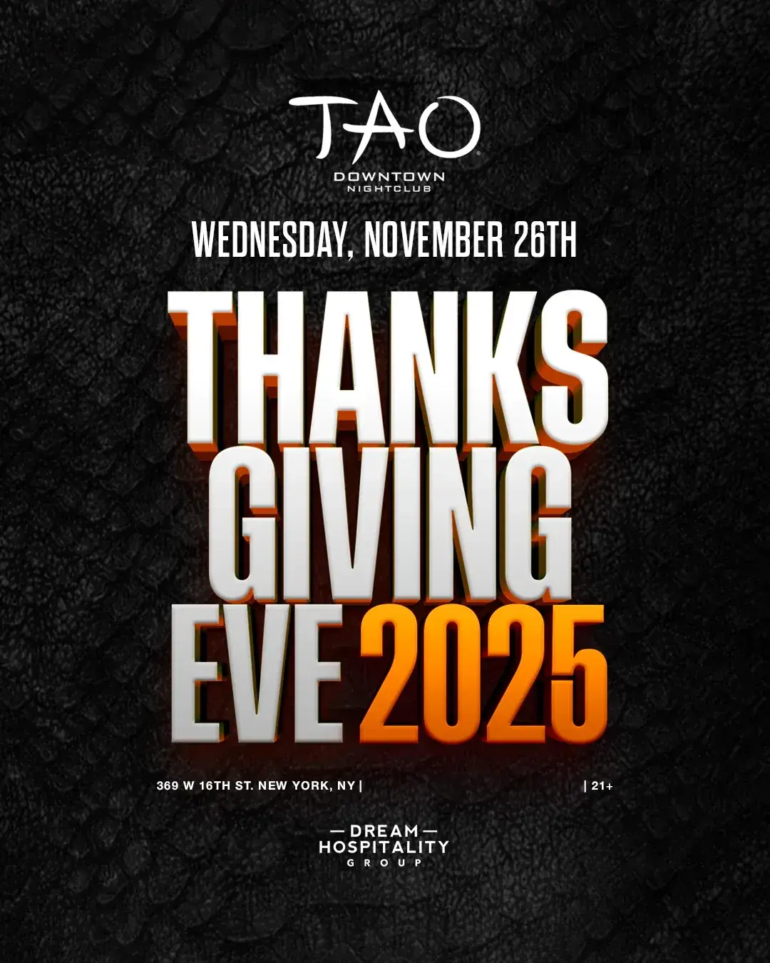 Thanksgiving Eve 2025 at Tao Downtown