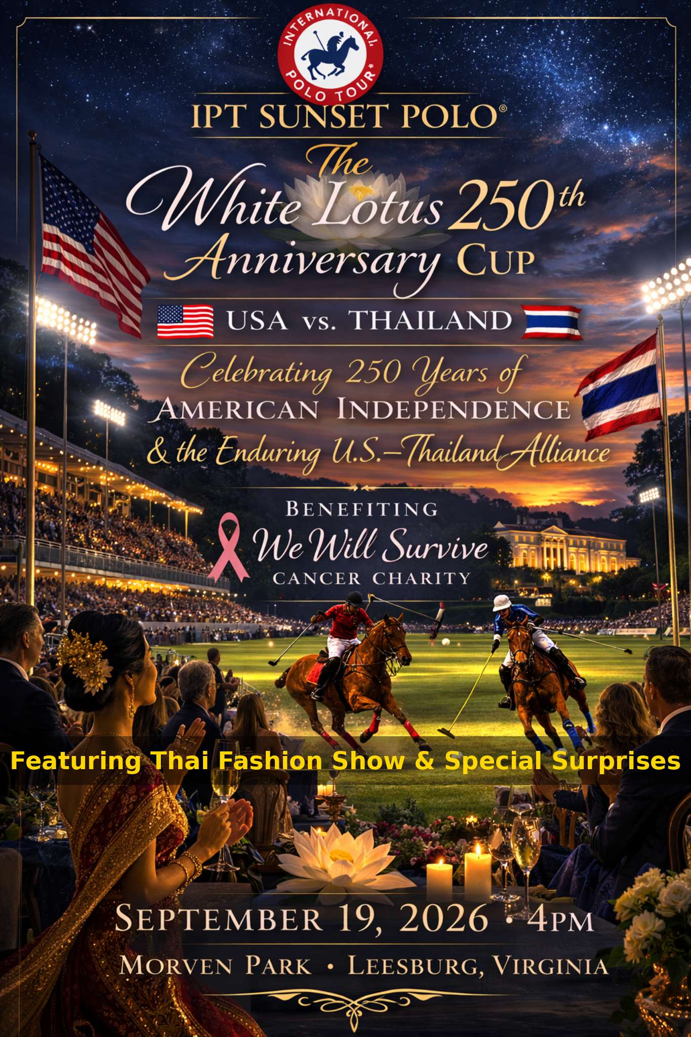 Thailand IPT Sunset Polo Charity Match 2026:  NFL & TV STARS Alumni Celebrity Cup + America's 250th & Thailand Celebration  + International Crypto Cup