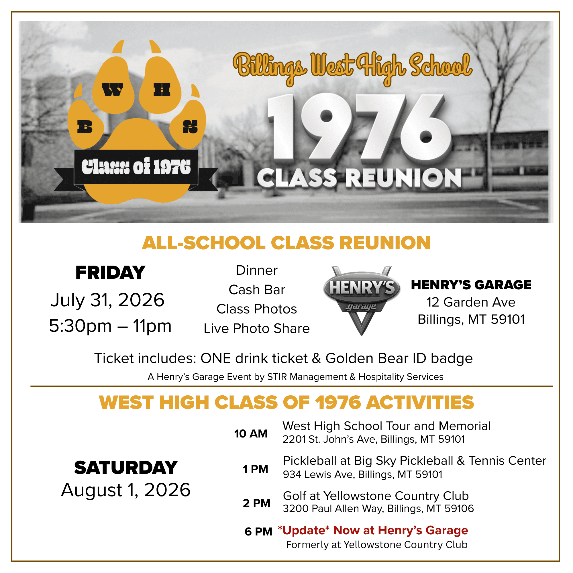 1976 Billings West High Reunion