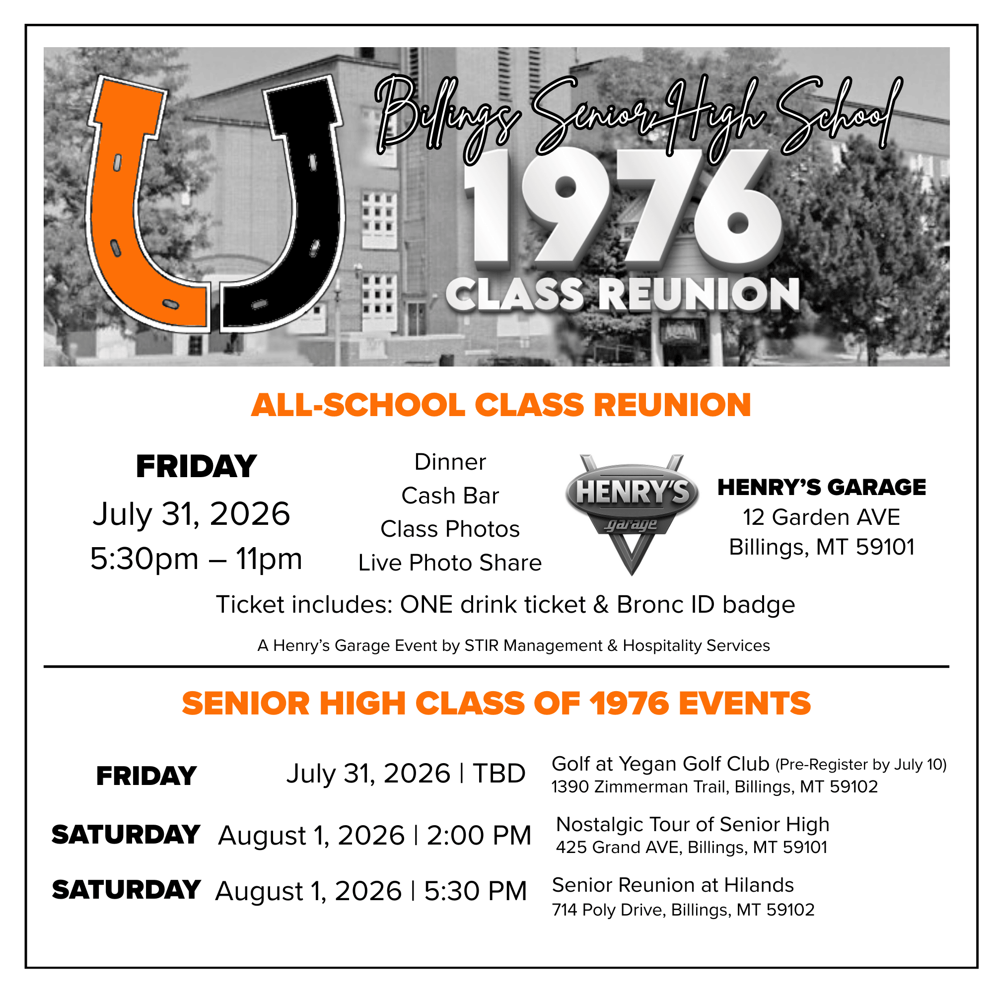 1976 Billings Senior High Reunion